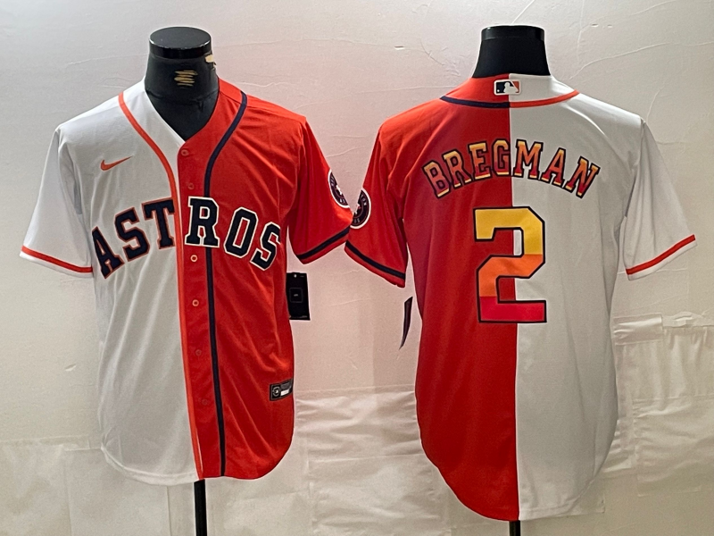 Men's Houston Astros Alex Bregman #2 White/Orange Jersey
